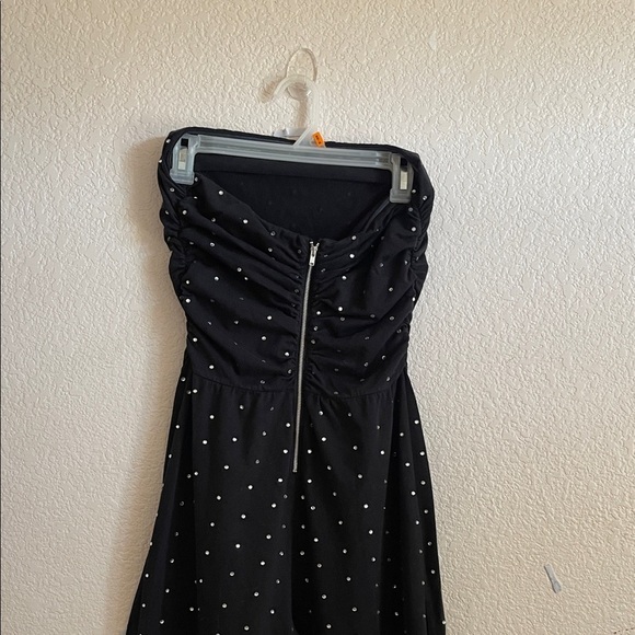 Moda International Black Jumpsuit with White Dots - Picture 3 of 7